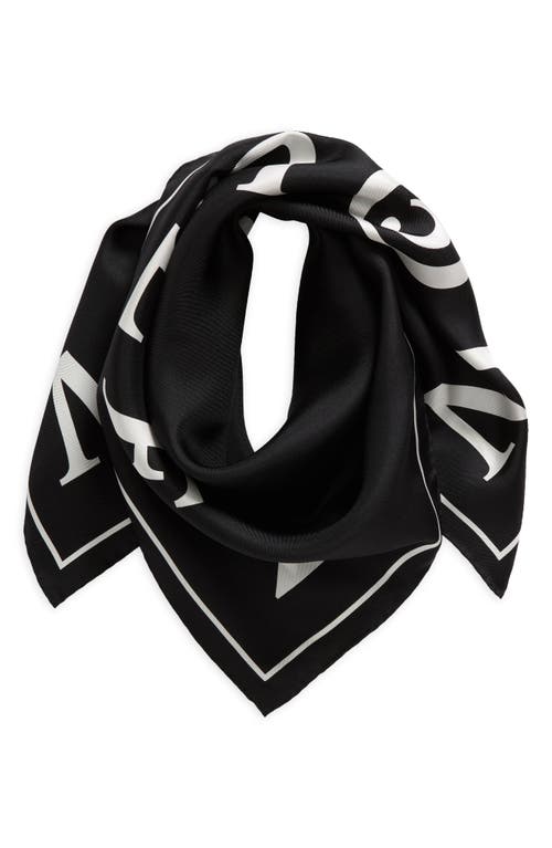 Shop Alexander Mcqueen Logo Square Silk Scarf In Black/ivory