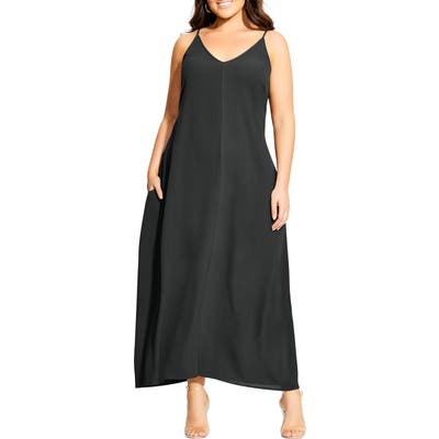Plus Size City Chic V-Neck Maxi Dress, Beige