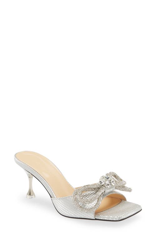 Mach & Mach Double Bow Slide Sandal in Silver Cube at Nordstrom, Size 6Us