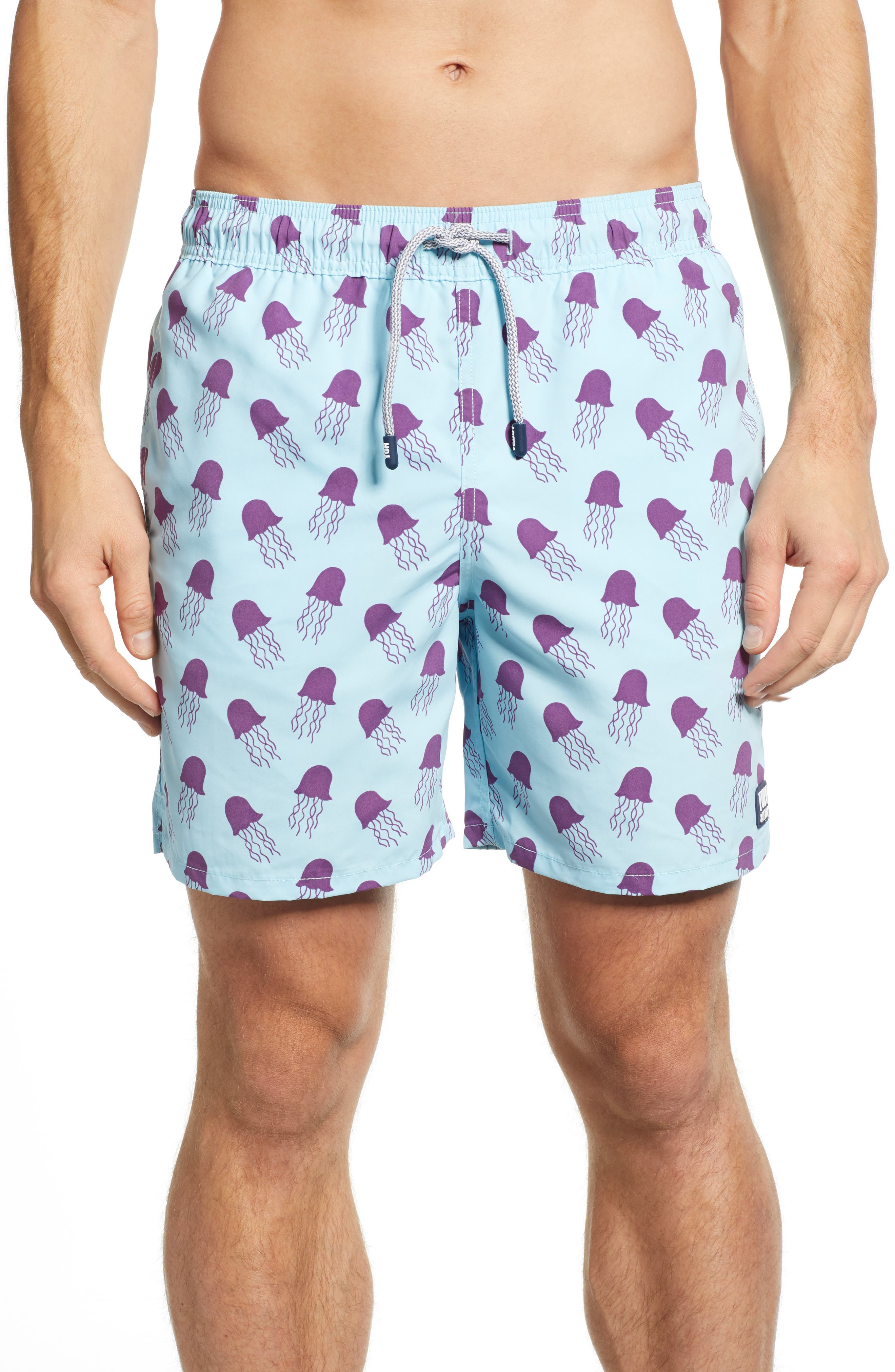 Tom & Teddy Jellyfish Print Swim Trunks, Blue