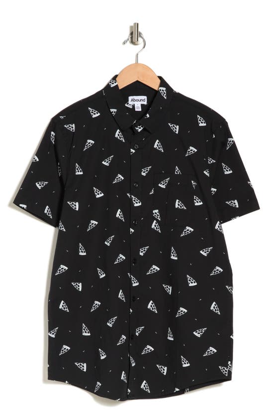 ABOUND PIZZA COTTON POPLIN SHORT SLEEVE BUTTON-DOWN SHIRT