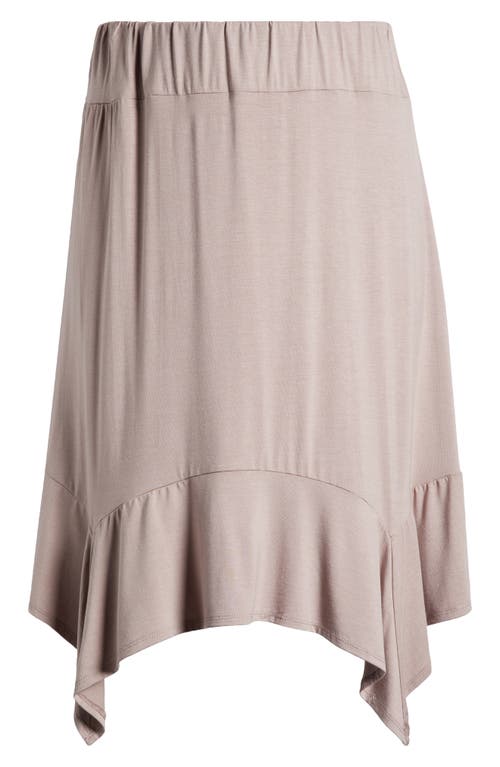 24seven Comfort Apparel Handkerchief Hem Jersey Midi Skirt In Taupe