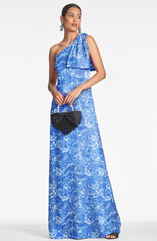 Shop Sachin & Babi Chelsea One-shoulder Gown In Mediterranean Bloom