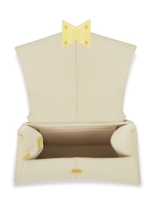 Mac Duggal Gold Plated Hardware Angular Leather Handbag In Ecru