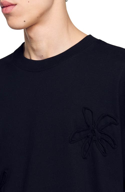 Shop Sandro Floral T-shirt In Black