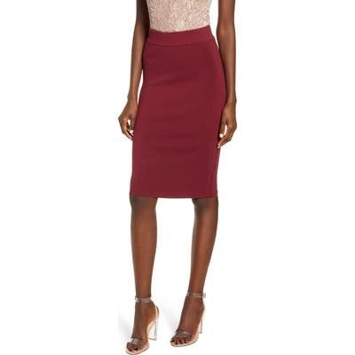 Leith High Waist Body-Con Skirt, Red