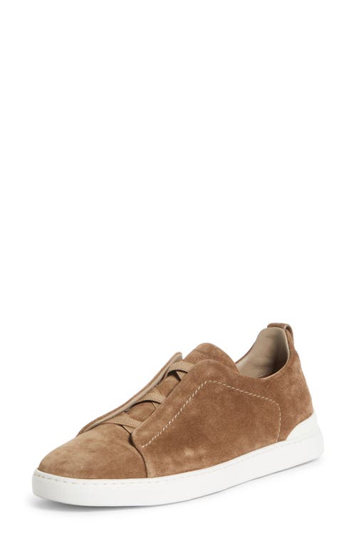 Triple Stitch Suede Slip-On Sneaker in Beige