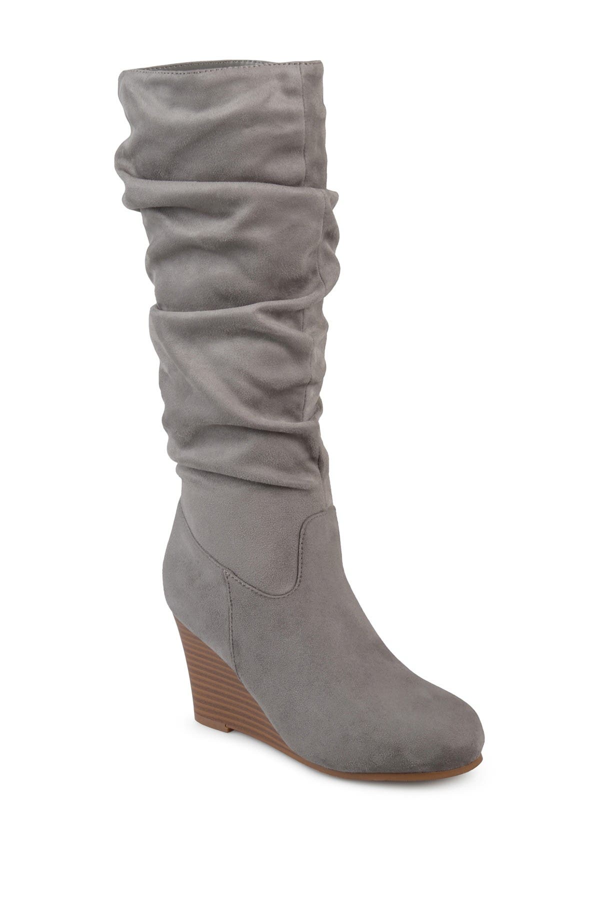 grey wedge boot