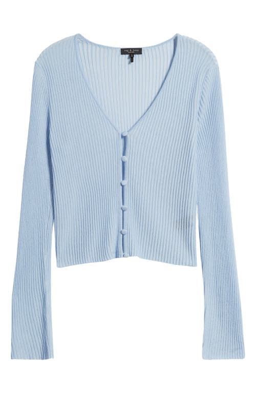 Rag & Bone Dorit V-neck Wool Blend Rib Cardigan In Light Blue