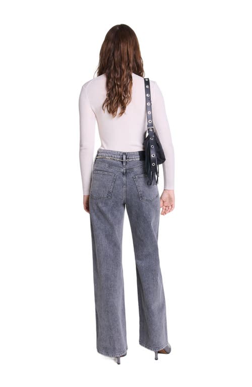 Maje Belted Wide Leg Jeans In Grey In Grey