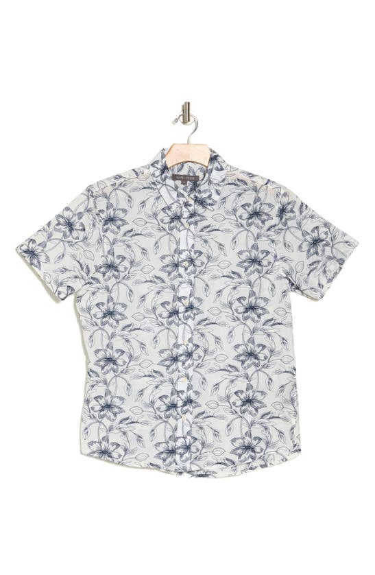 Shop Slate & Stone Floral Print Cotton Short Sleeve Button-up Shirt In White Floral