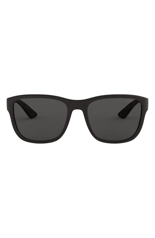 Prada Linea Rossa Pillow 59mm Sunglasses in Black Rubber/Grey at Nordstrom