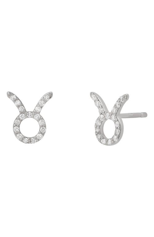 Zodiac Diamond Stud Earrings in 14K White Gold - Taurus