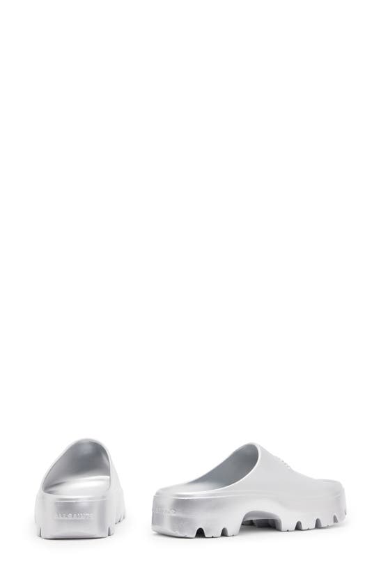 Shop Allsaints Eclipse Flatform Slide Sandal In Metallic Silver