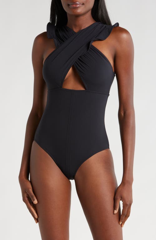 Shop Ulla Johnson Antilles One-piece Swimsuit In Noir