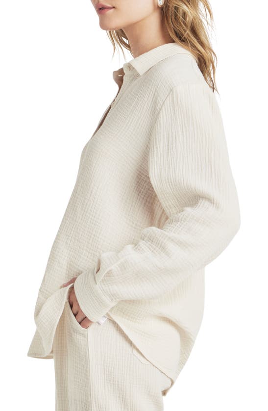 Splendid Adele Oversize Cotton Gauze Button-up Shirt In White Sand