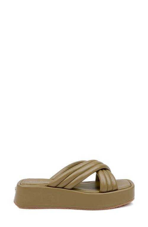 Shop Dee Ocleppo Sicily Platform Slide Sandal In Moss Leather