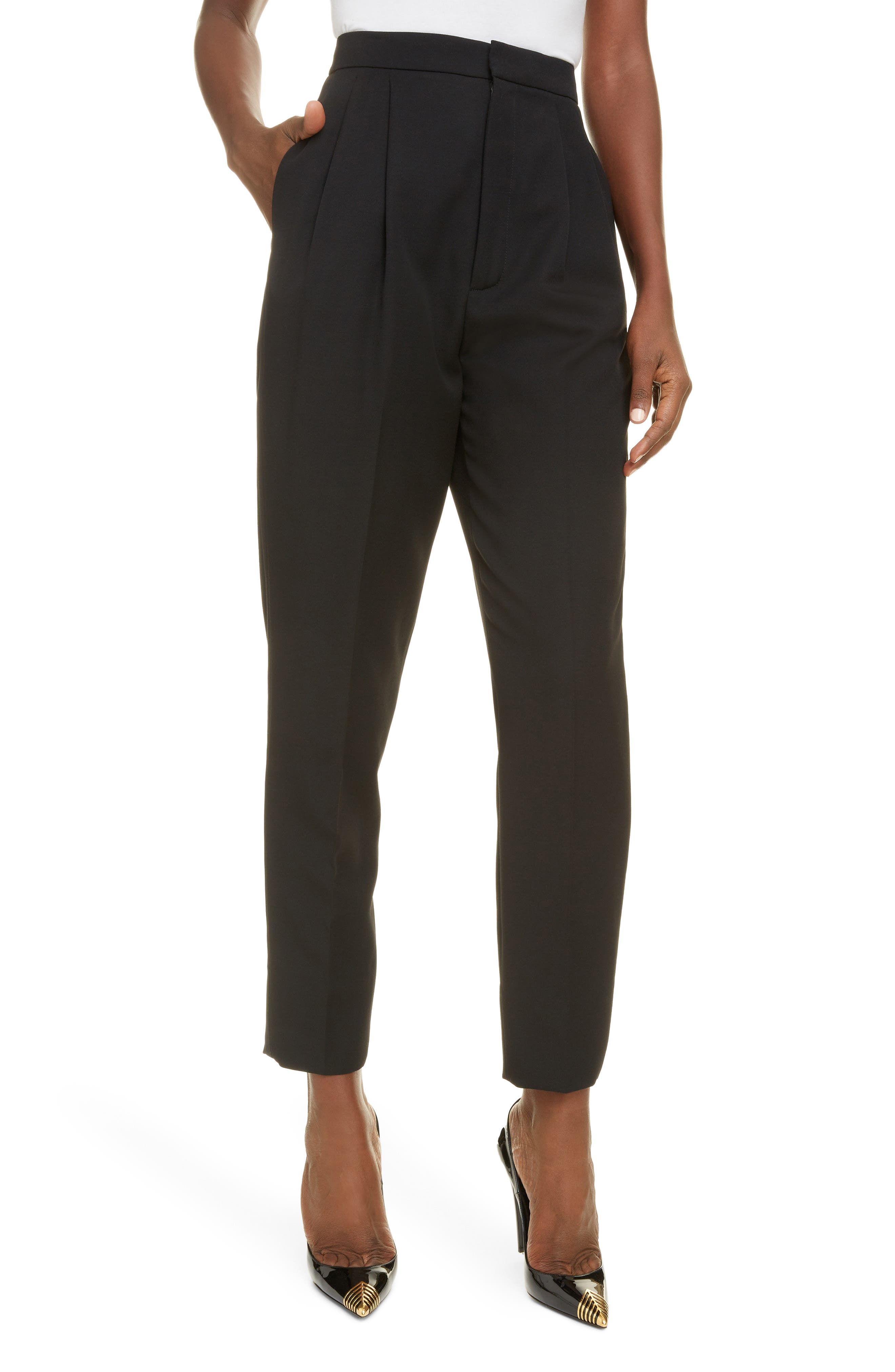 women's wool high rise pants