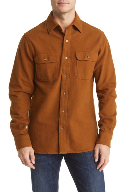 Solid Two-Pocket Flannel Button-Up Shirt in Coyote