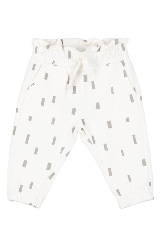 Miles The Label Babies' Block Print French Terry Joggers In 101 Off White