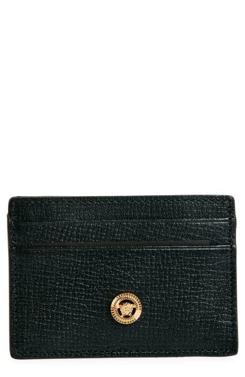 Versace Medusa Leather Card Case in Black/Versace Gold at Nordstrom