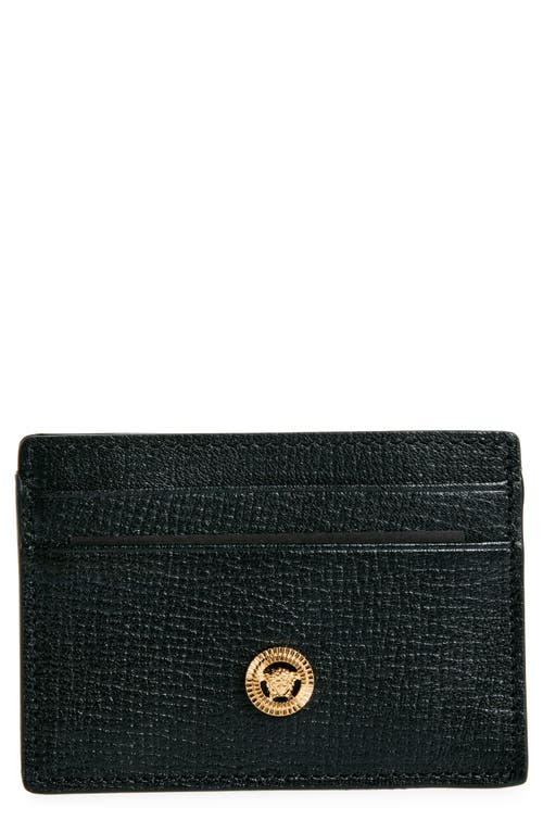 Versace Medusa Leather Card Case In Black/ Gold