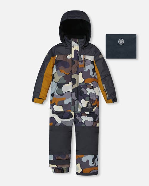 Shop Deux Par Deux Boy's One Piece Snowsuit Dark Gray Printed Camo