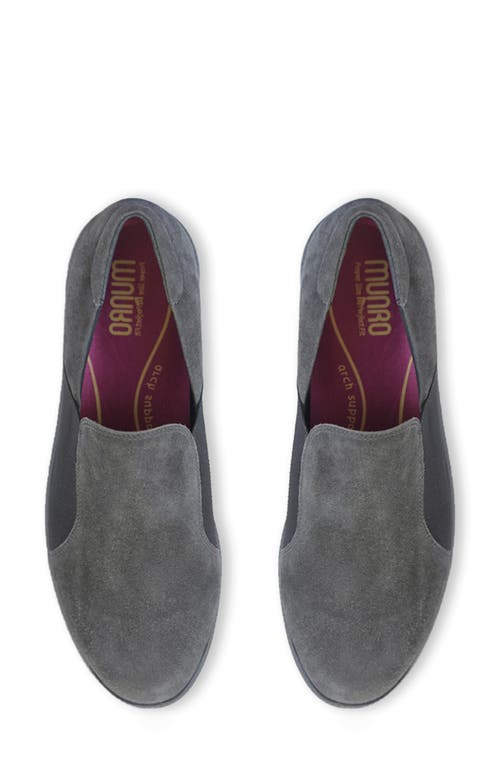Munro Clay Wedge Slip-on Sneaker In Grey Suede
