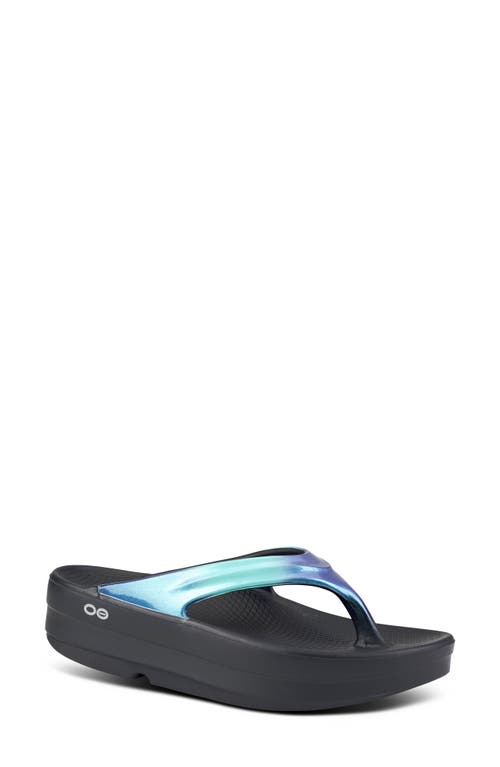 Oofos OOmega OOlala Luxe Flip Flop in Atlantis Smart Closet