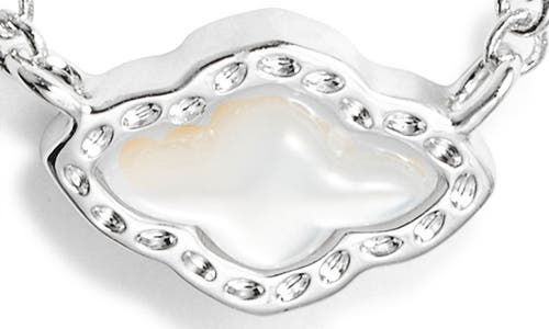 Kendra Scott Abbie Mini Mother-of-pearl Pendant Chain Necklace In Rhodium Ivory Mother Of Pearl
