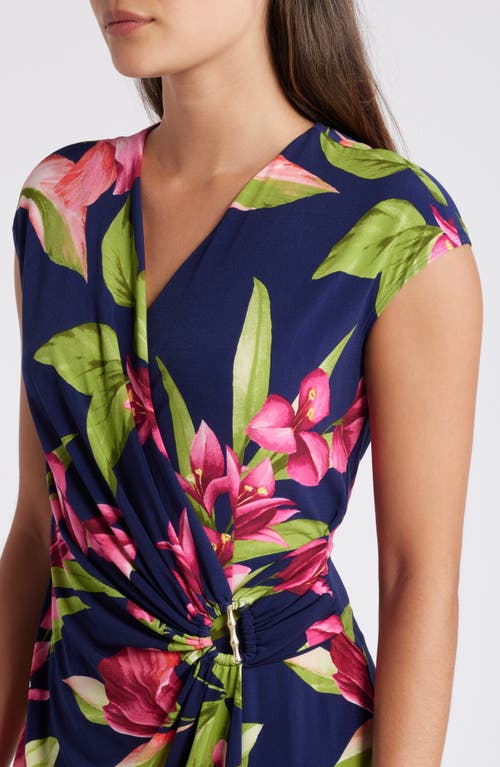 Shop Tommy Bahama Clara Lavish Blooms Wrinkle Resistant Stretch Minidress In Island Navy