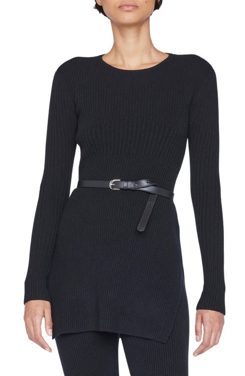 FRAME Rib Cashmere Blend Tunic Sweater in Noir at Nordstrom, Size X-Small