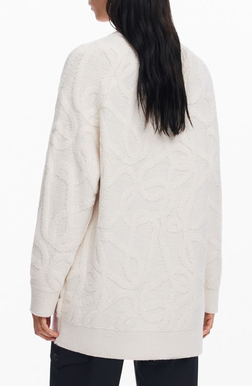 Shop Desigual Montreal Jacquard Longline Cardigan In White