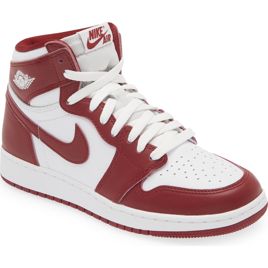 Jordan Nike Kids' Air 1 Retro High Basketball Shoe In White/team Red