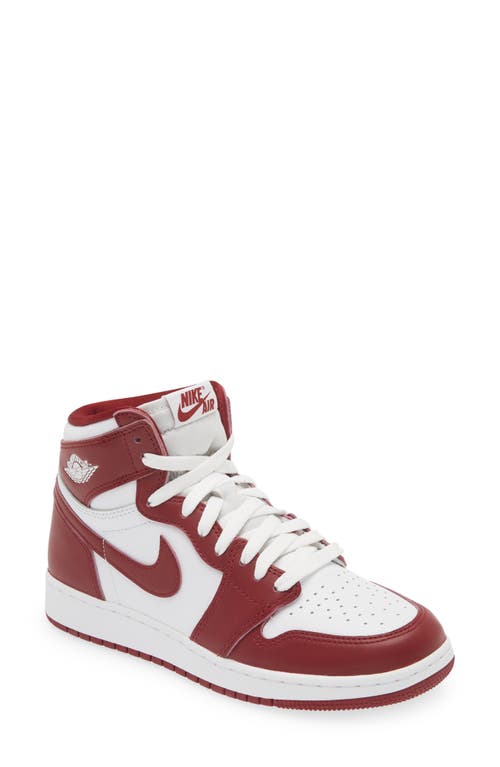 Shop Jordan Kids' Air  1 Retro High Basketball Shoe In White/team Red