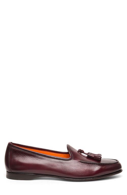 Shop Santoni Andrea Tassel Loafer In Burgundy