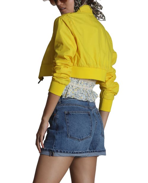 Members Only Mini Cropped Racer Jacket In Yellow
