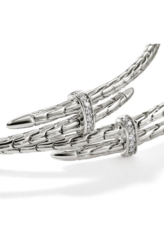 Shop John Hardy Spear Diamond Hoop Earrings In Silver