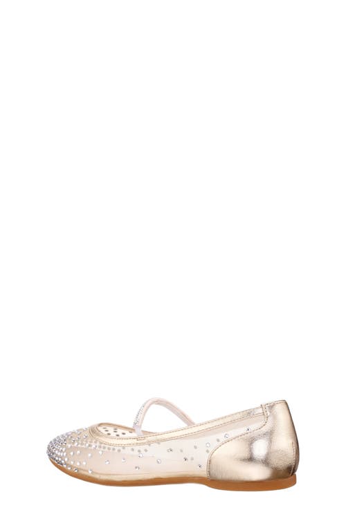 Shop Nina Kids' Kira Mary Jane Flat In Lt Gold Mesh/rhinestones