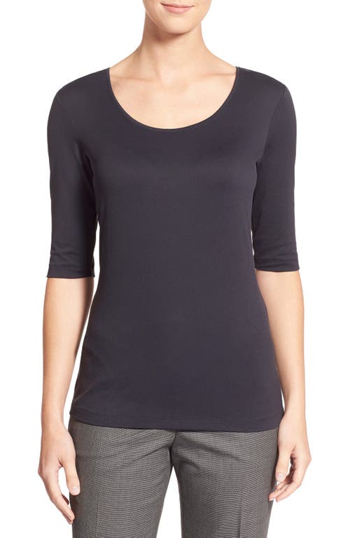BOSS Scoop Neck Stretch Jersey Top Black at Nordstrom,
