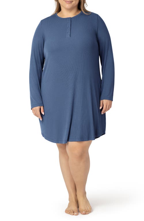 Shop Kindred Bravely Riley Rib Jersey Nursing Nightgown In Slate Blue