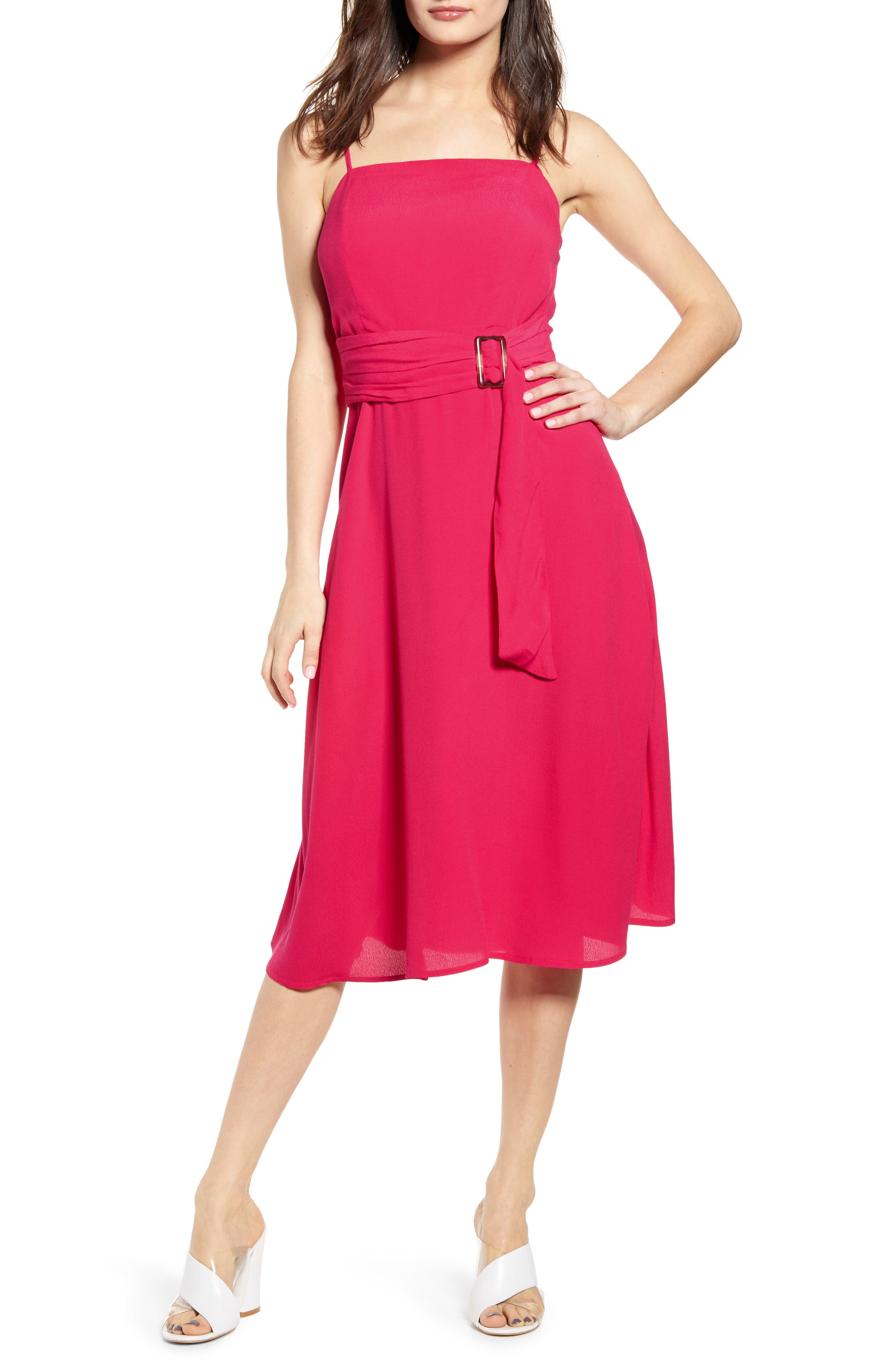 J.o.a. Belted Sleeveless Dress, Pink