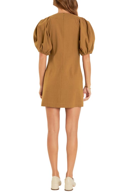 ENGLISH FACTORY ENGLISH FACTORY LACE-UP FRONT PUFF SLEEVE MINIDRESS