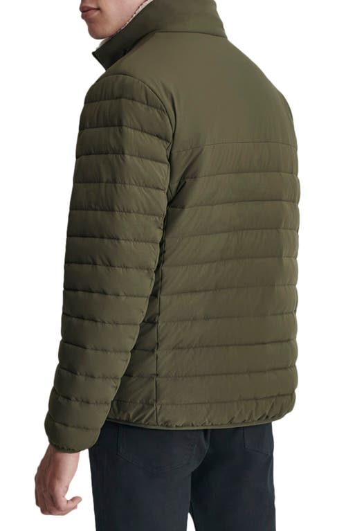 Dkny Water Resistant Faux Shearling Lined Quilted Jacket In Olive