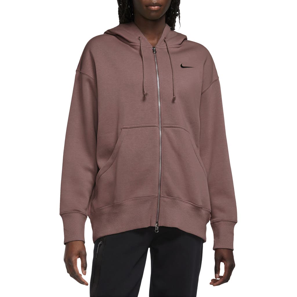 Nike Sportswear Phoenix Fleece Full Zip Hoodie In Brown
