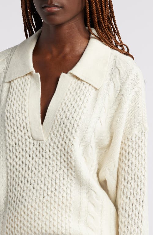 Shop Treasure & Bond Merino Wool & Cotton Cable Sweater In Ivory Dove