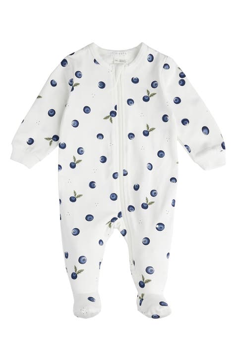 Blueberry Print Organic Cotton Fitted One-Piece Pajamas (Baby)