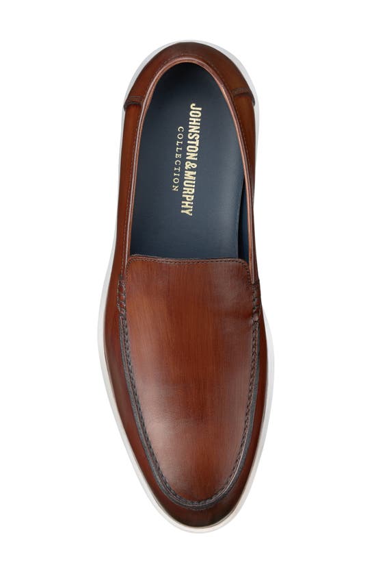 Shop Johnston & Murphy Collection Bolivar Moc Toe Slip-on Sneaker In Brown Italian Calfskin