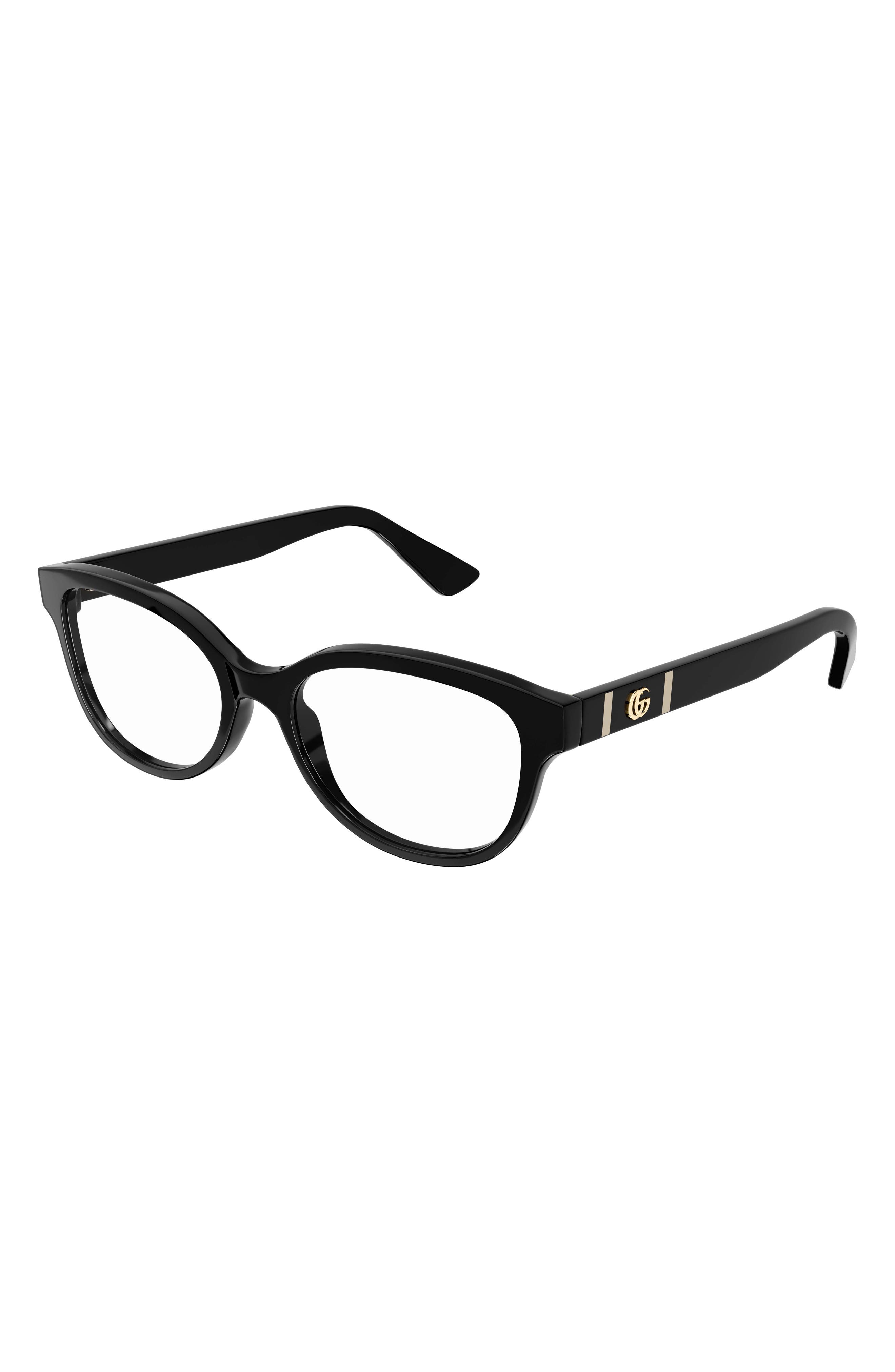 Gucci 53mm Rectangle Optical Glasses in Black at Nordstrom