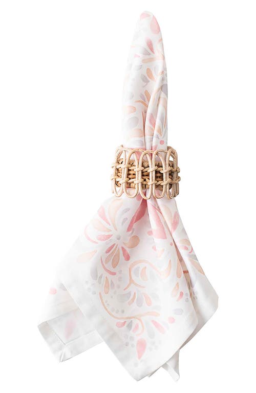 Juliska Provence Rattan Whitewash Napkin Rings, Set Of 4 In Natural/whitewash